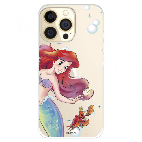 Funda para IPhone 14 Pro Oficial de Disney Ariel y Sebastián Burbujas - La Sirenita