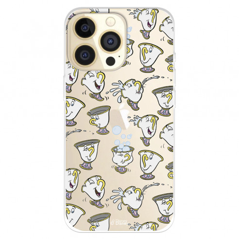 Funda para IPhone 14 Pro Oficial de Disney Chip Potts Siluetas - La Bella y la Bestia