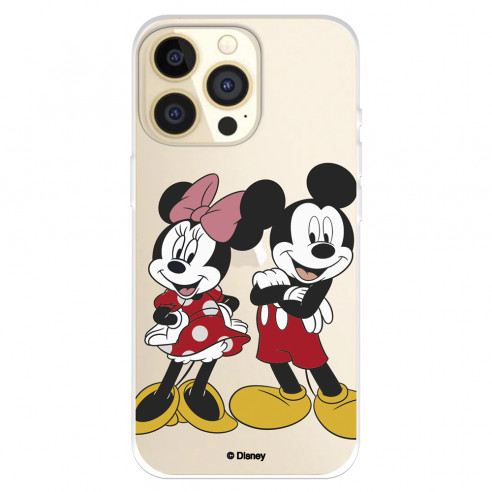 Funda para IPhone 14 Pro Oficial de Disney Mickey y Minnie Posando - Clásicos Disney