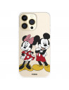 Funda para IPhone 14 Pro Oficial de Disney Mickey y Minnie Posando - Clásicos Disney