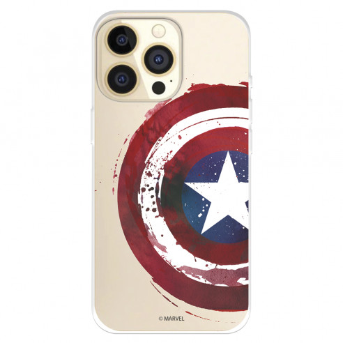 Funda para IPhone 14 Pro Oficial de Marvel Capitán América Escudo Transparente - Marvel