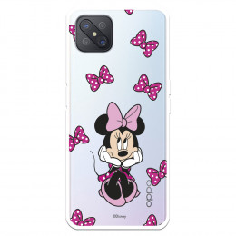 Funda para Oppo A92S Oficial de Disney Minnie Patrón Lazos Rosas - Clásicos Disney