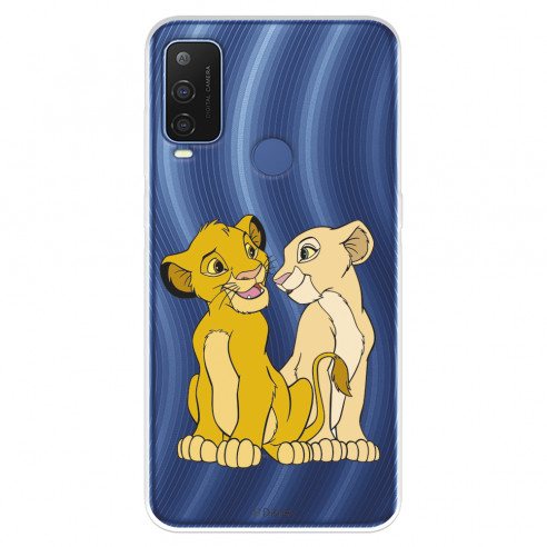 Funda para Alcatel 1 L Pro Oficial de Disney Simba y Nala Silueta - El Rey León