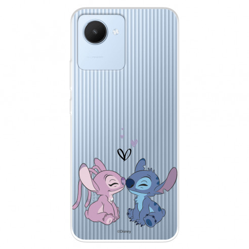 Funda para Realme C30 Oficial de Disney Angel & Stitch Beso - Lilo & Stitch