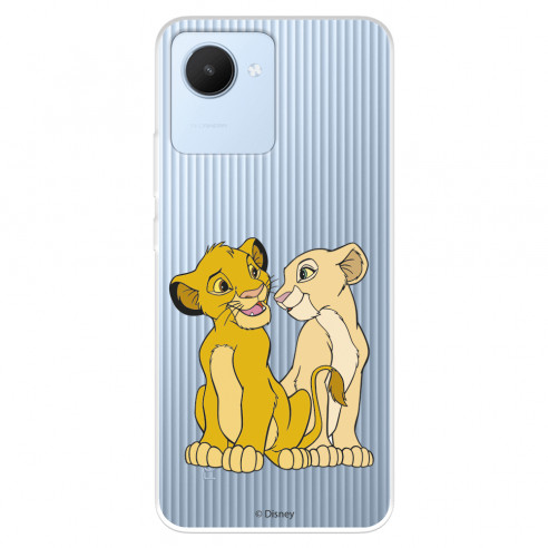 Funda para Realme Narzo 50i Prime Oficial de Disney Simba y Nala Silueta - El Rey León