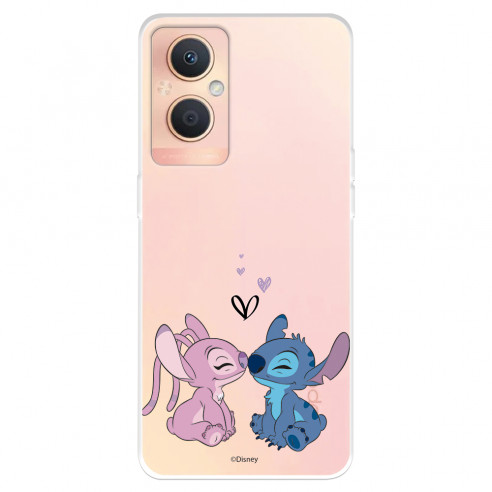 Funda para Oppo A96 5G Oficial de Disney Angel & Stitch Beso - Lilo & Stitch