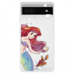 Funda para Google Pixel 6A Oficial de Disney Ariel y Sebastián Burbujas - La Sirenita