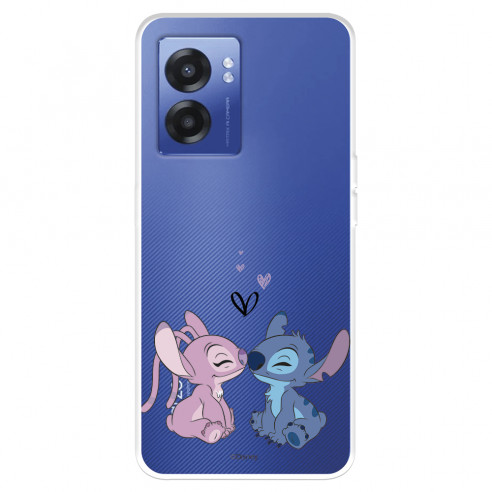 Funda para Oppo A77 5G Oficial de Disney Angel & Stitch Beso - Lilo & Stitch