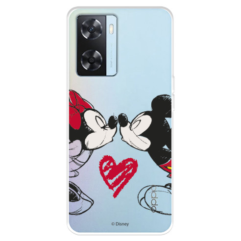 Funda para Oppo A57s Oficial de Disney Mickey y Minnie Beso - Clásicos Disney