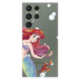 Funda para Samsung Galaxy S23 Ultra Oficial de Disney Ariel y Sebastián Burbujas - La Sirenita