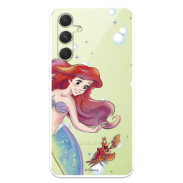 Funda para Samsung Galaxy A54 5G Oficial de Disney Ariel y Sebastián Burbujas - La Sirenita