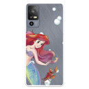 Funda para TCL 40R 5G Oficial de Disney Ariel y Sebastián Burbujas - La Sirenita