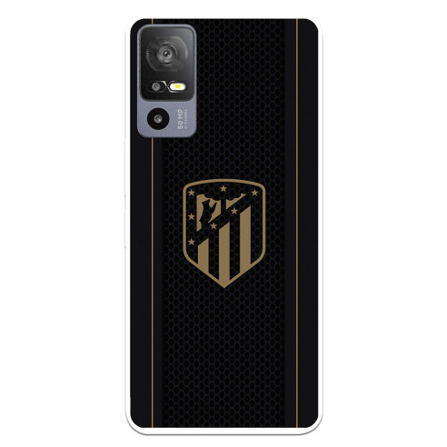 Funda para TCL 40R 5G del Atlético de Madrid Escudo Dorado Fondo Negro  - Licencia Oficial Atlético de Madrid