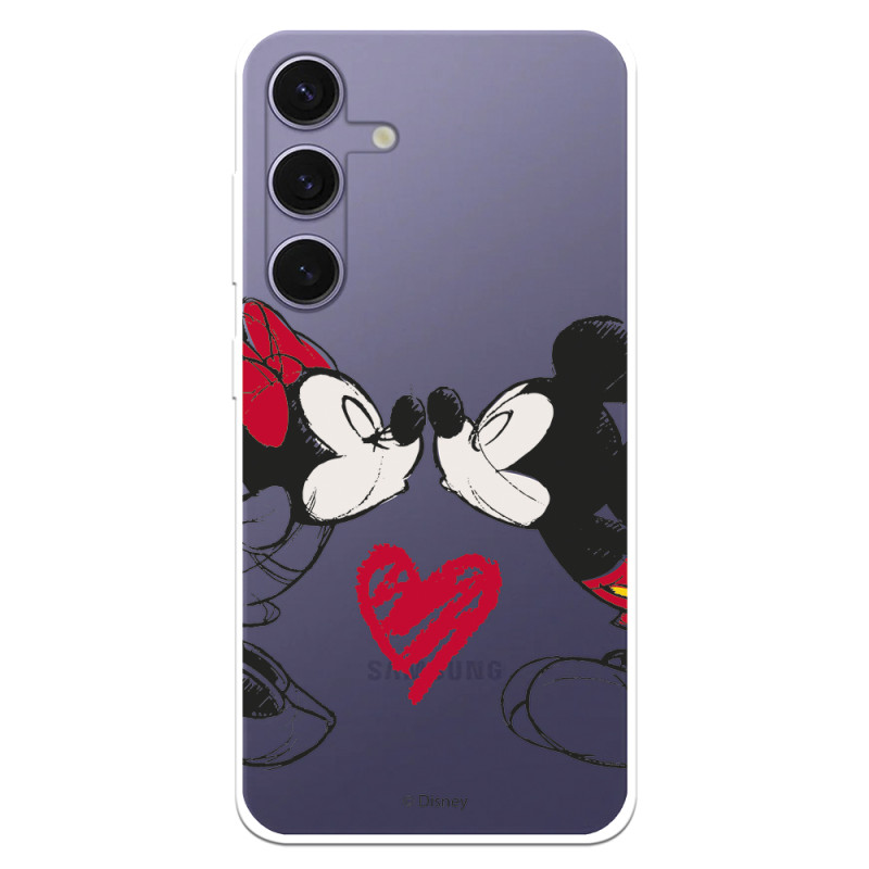 Funda para Samsung Galaxy S24 Plus Oficial de Disney Mickey y Minnie Beso - Clásicos Disney