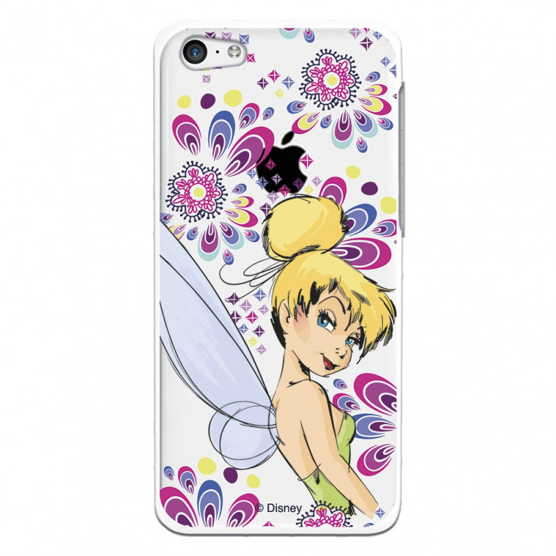 Carcasa Oficial Disney Campanilla Flores Transparente para iPhone 5C - Peter Pan- La Casa de las Carcasas