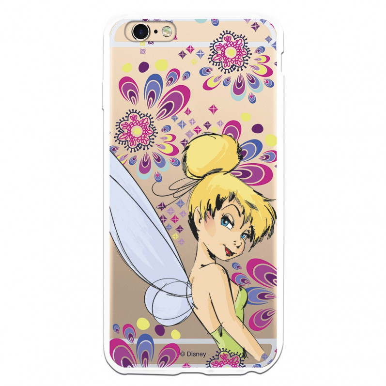 Carcasa Oficial Disney Campanilla Flores Transparente para iPhone 6 Plus - Peter Pan- La Casa de las Carcasas