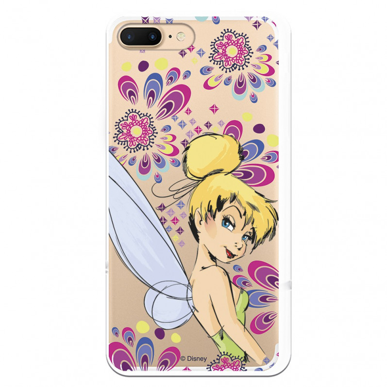 Carcasa Oficial Disney Campanilla Flores Transparente para iPhone 8 Plus - Peter Pan- La Casa de las Carcasas