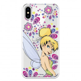 Carcasa Oficial Disney Campanilla Flores Transparente para iPhone XS - Peter Pan- La Casa de las Carcasas