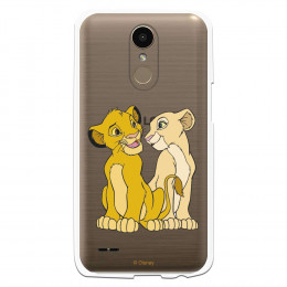 Carcasa Oficial Disney Simba y Nala transparente para LG K10 2017 - El Rey León- La Casa de las Carcasas