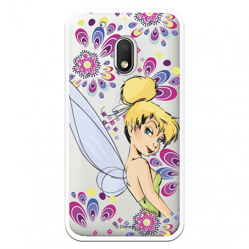 Carcasa Oficial Disney Campanilla Flores Transparente para Motorola Moto G4 Play - Peter Pan- La Casa de las Carcasas