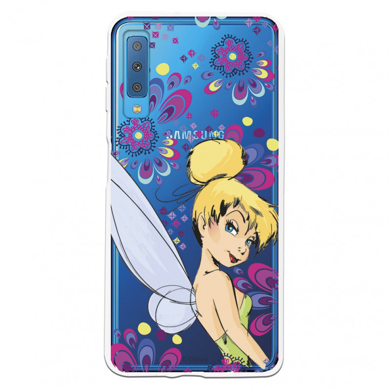 Carcasa Oficial Disney Campanilla Flores Transparente para Samsung Galaxy A7 2018 - Peter Pan- La Casa de las Carcasas