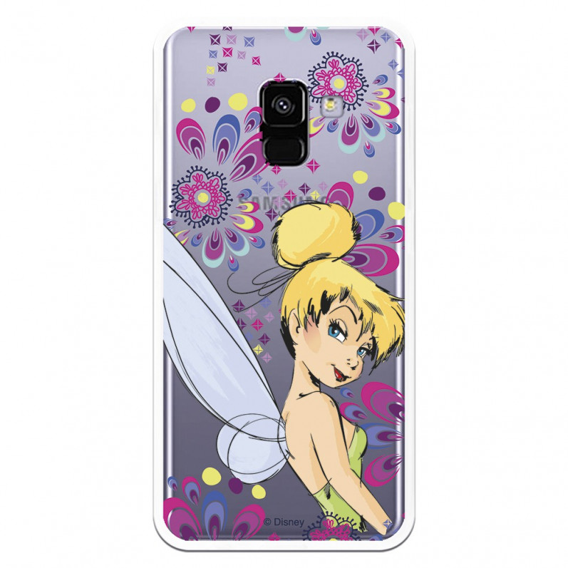 Carcasa Oficial Disney Campanilla Flores Transparente para Samsung Galaxy A8 2018 - Peter Pan- La Casa de las Carcasas