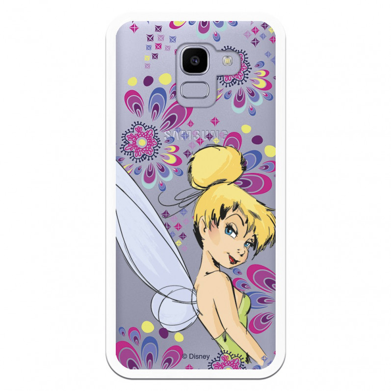 Carcasa Oficial Disney Campanilla Flores Transparente para Samsung Galaxy J6 2018 - Peter Pan- La Casa de las Carcasas