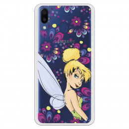 Carcasa Oficial Disney Campanilla Flores Transparente para Samsung Galaxy M20 - Peter Pan- La Casa de las Carcasas