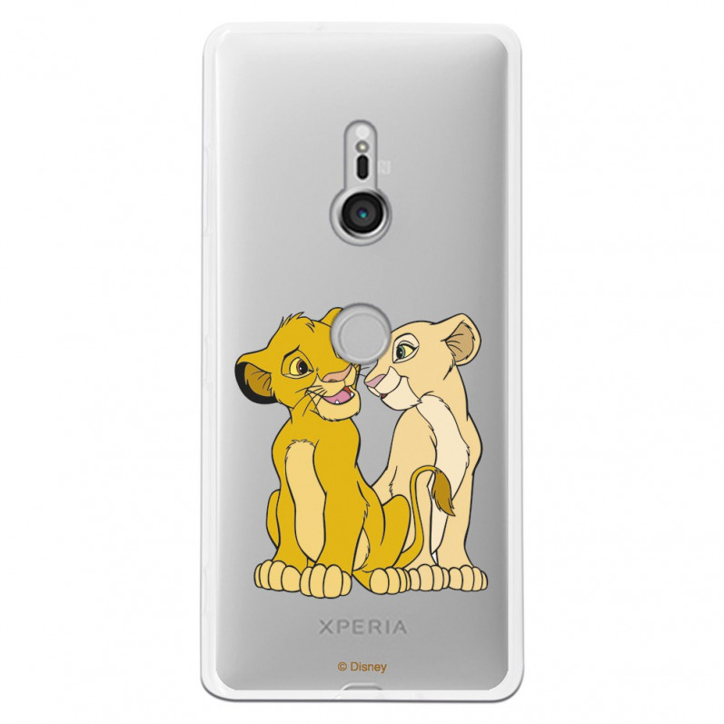 Carcasa Oficial Disney Simba y Nala transparente para Sony Xperia XZ3 - El Rey León- La Casa de las Carcasas