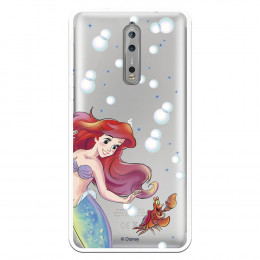 Carcasa Oficial Disney Sirenita y Sebastián Transparente para Nokia 8 - La Sirenita- La Casa de las Carcasas