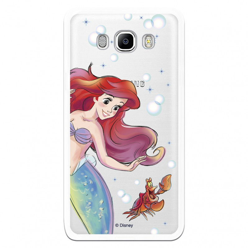 Carcasa Oficial Disney Sirenita y Sebastián Transparente para Samsung Galaxy J7 2016 - La Sirenita- La Casa de las Carcasas