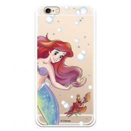 Carcasa Oficial Disney Sirenita y Sebastian Clear para iPhone 6S- La Casa de las Carcasas