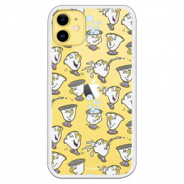 Funda para iPhone 11 Oficial de Disney Chip Potts Siluetas - La Bella y la Bestia