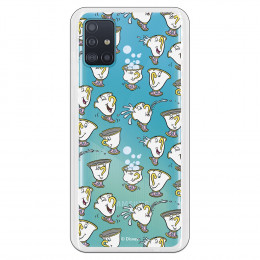 Funda para Samsung Galaxy A51 Oficial de Disney Chip Potts Siluetas - La Bella y la Bestia