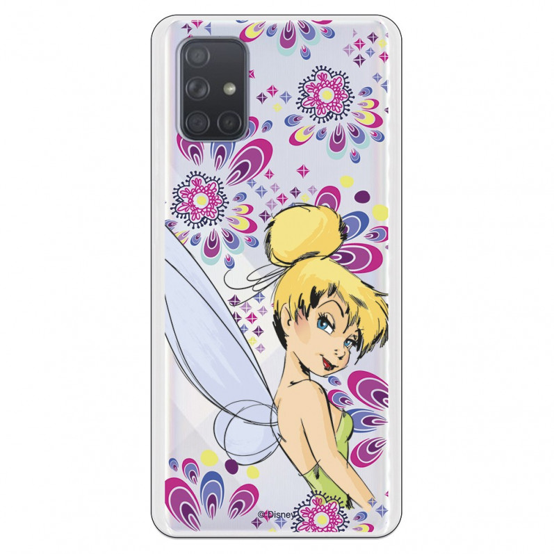 Funda para Samsung Galaxy A71 Oficial de Disney Campanilla Flores - Peter Pan