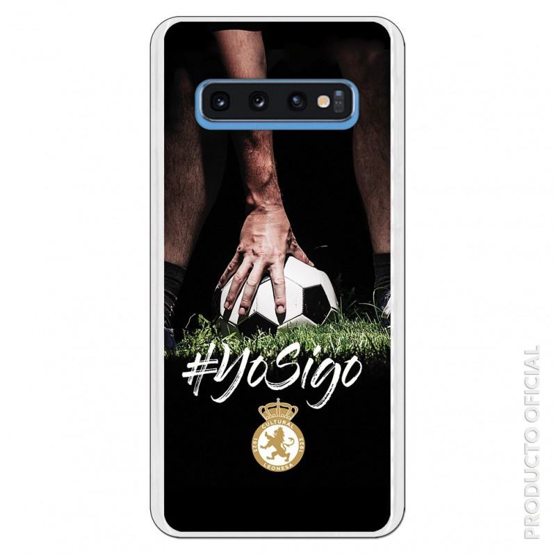 Carcasa Oficial Cultural y Deportiva Leonesa Escudo dorado yo sigo para Samsung Galaxy S10- La Casa de las Carcasas