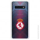 Carcasa Oficial Cultural y Deportiva Leonesa Escudo trama roja y negra clear para Samsung Galaxy S10- La Casa de las Carcasas