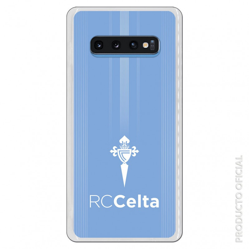 Carcasa Oficial Celta Escudo Blanco fondo azul para Samsung Galaxy S10 Plus- La Casa de las Carcasas