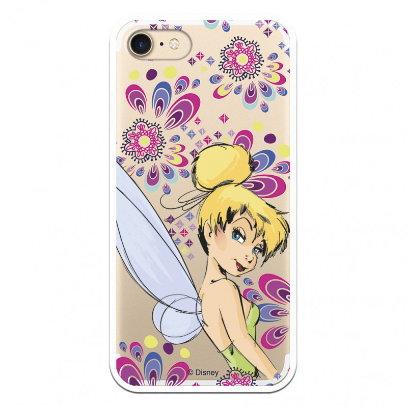 Carcasa Oficial Disney Campanilla Flores Transparente para iPhone 7 - Peter Pan- La Casa de las Carcasas