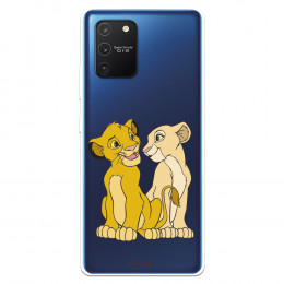 Funda para Samsung Galaxy A91 Oficial de Disney Simba y Nala Silueta - El Rey León