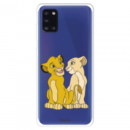 Funda para Samsung Galaxy A31 Oficial de Disney Simba y Nala Silueta - El Rey León