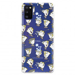 Funda para Samsung Galaxy A41 Oficial de Disney Chip Potts Siluetas - La Bella y la Bestia