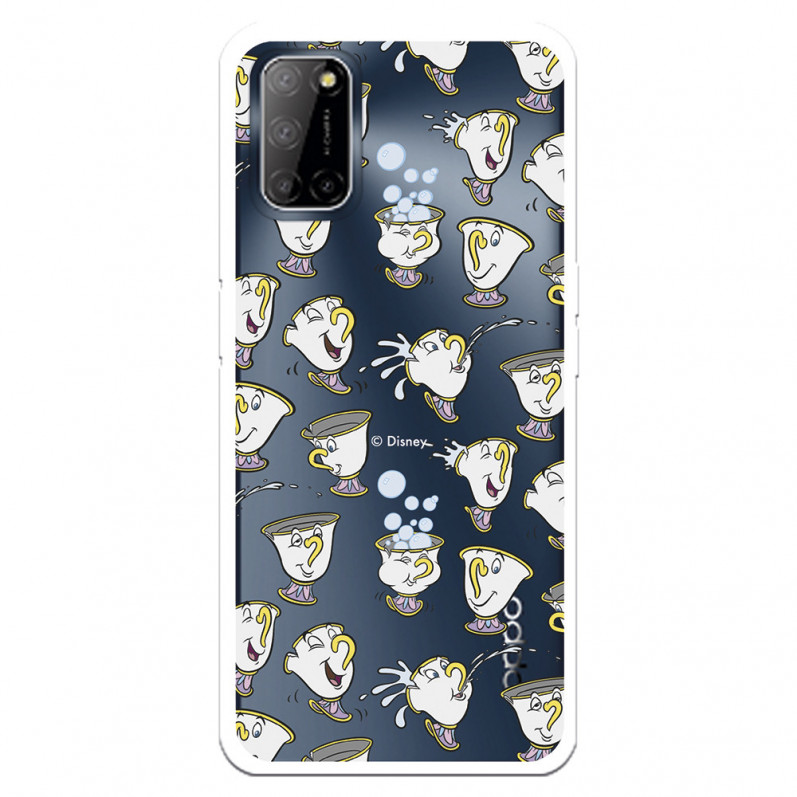 Funda para Oppo A52 Oficial de Disney Chip Potts Siluetas - La Bella y la Bestia