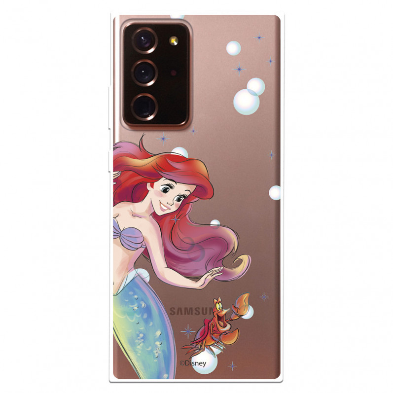 Funda para Samsung Galaxy Note 20 Plus Oficial de Disney Ariel y Sebastián Burbujas - La Sirenita