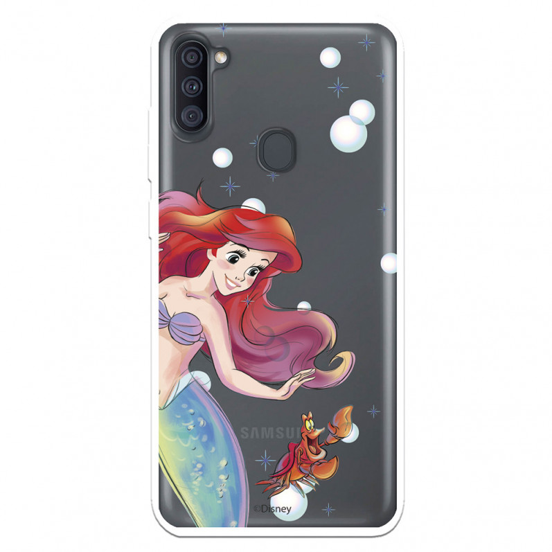 Funda para Samsung Galaxy A11 Oficial de Disney Ariel y Sebastián Burbujas - La Sirenita