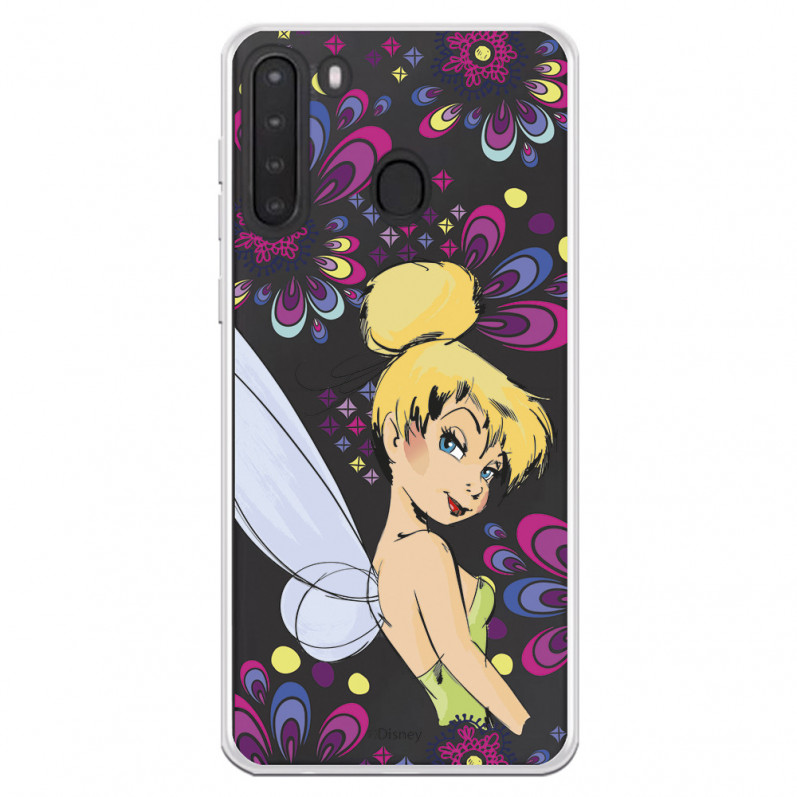 Funda para Samsung Galaxy A21 Oficial de Disney Campanilla Flores - Peter Pan