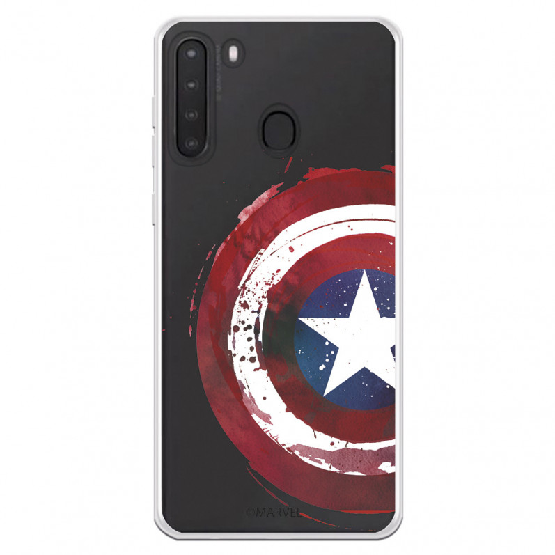 Funda para Samsung Galaxy A21 Oficial de Marvel Capitán América Escudo Transparente - Marvel