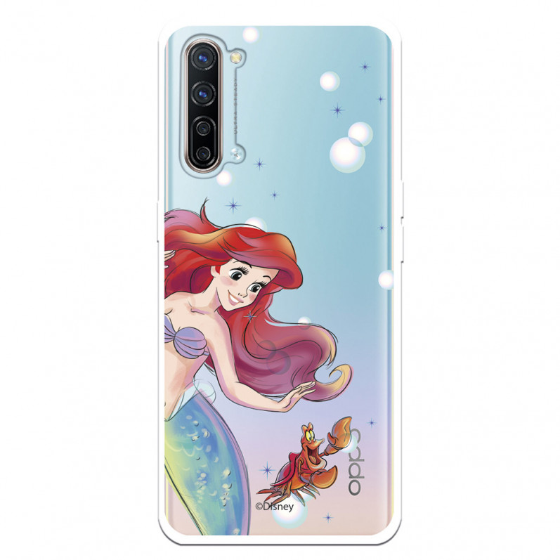 Funda para Oppo Reno 3 Oficial de Disney Ariel y Sebastián Burbujas - La Sirenita