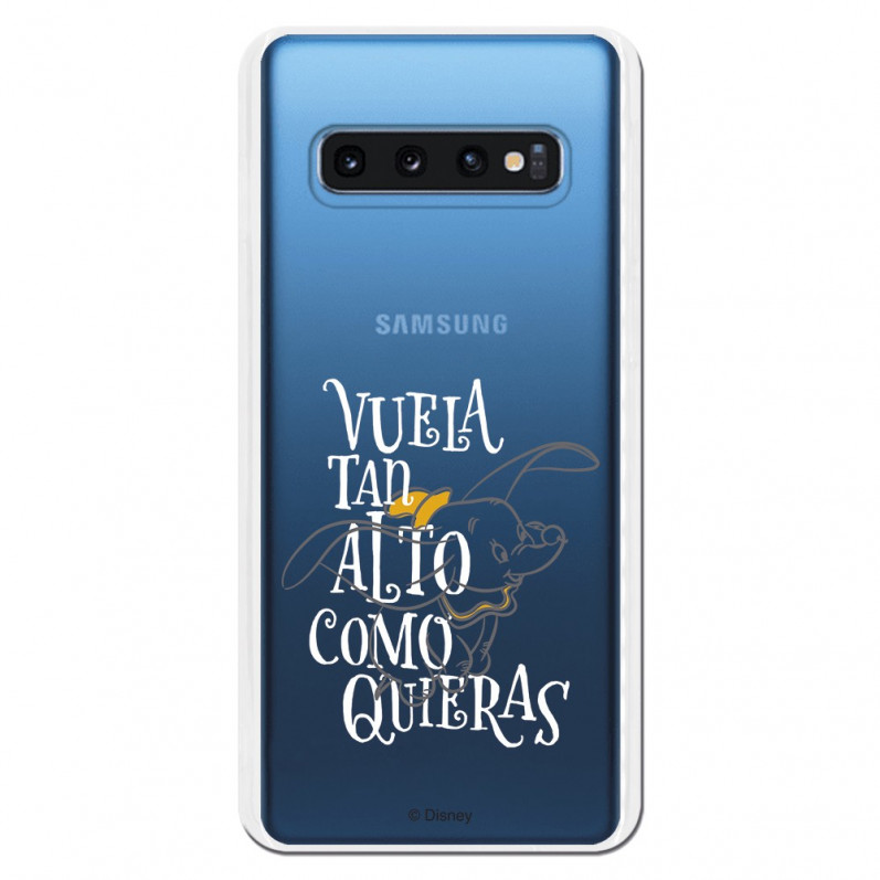 Carcasa Oficial Disney Dumbo Vuela tan algo Clear para Samsung Galaxy S10- La Casa de las Carcasas