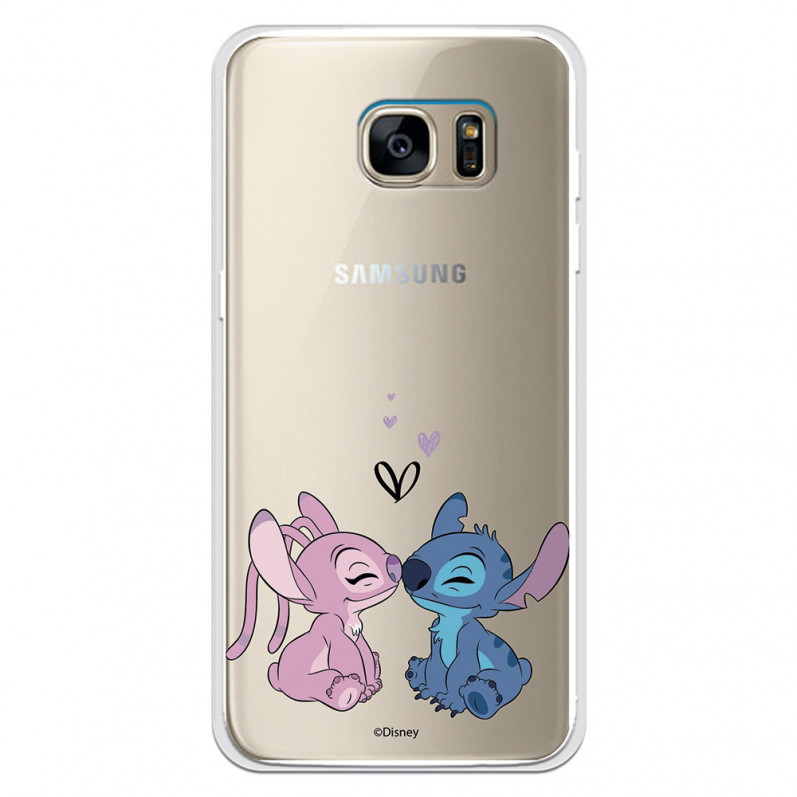 Funda para Samsung Galaxy S7 Edge Oficial de Disney Angel & Stitch Beso - Lilo & Stitch